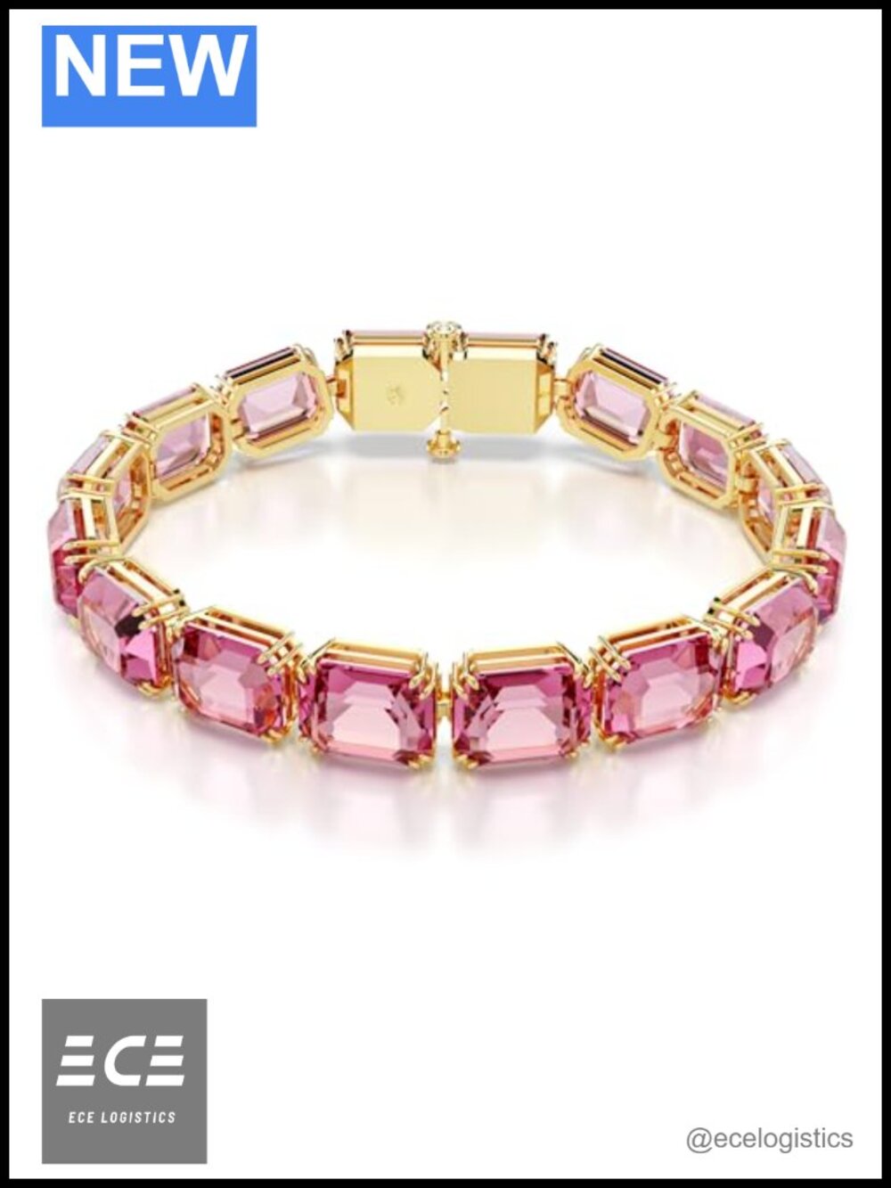 Swarovski Millena Crystal Bracelet Gold-Tone W Hook 6.75-7.5 in